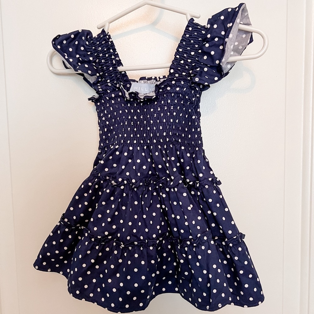 Hill House Baby Ellie Nap Dress 6-12m, Navy Polka Dot - Like New